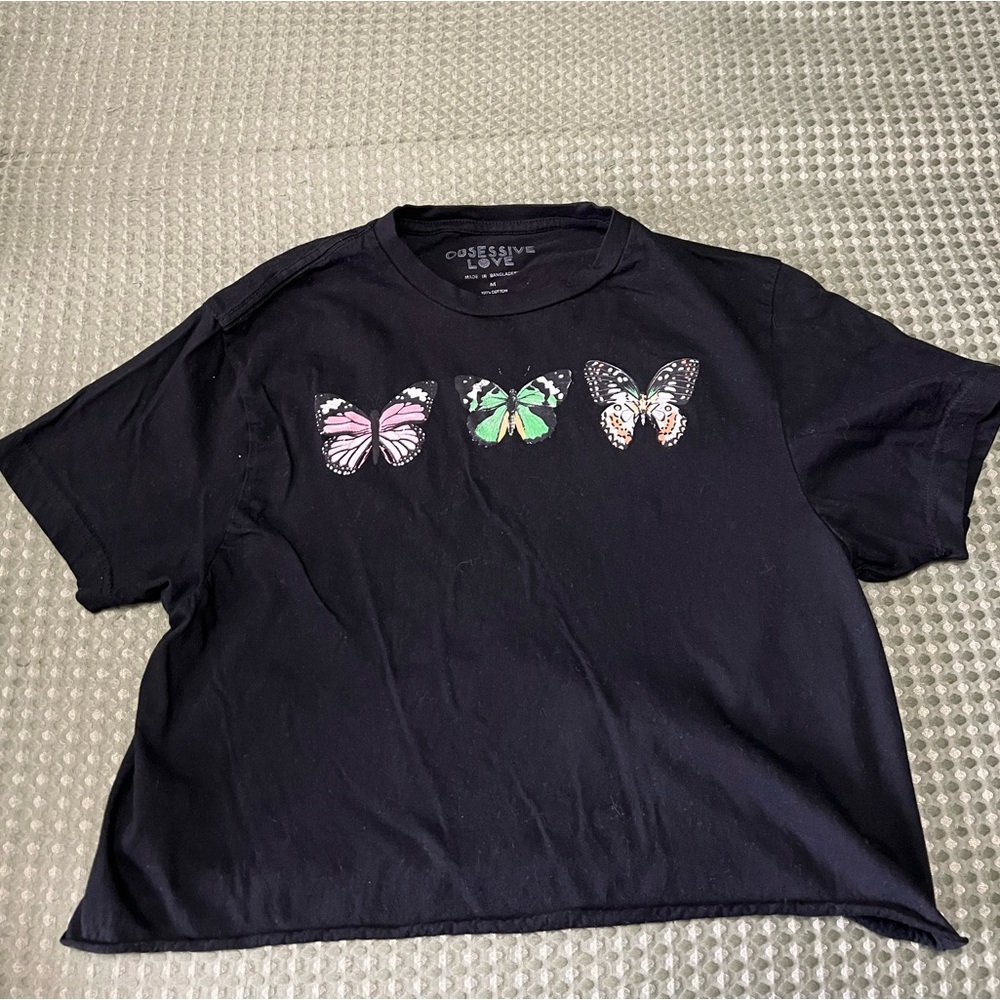 Black Butterfly Crop Top